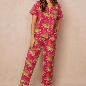 Print Fresh Anthropologie Pink Leopard Bagheera Print Women's Pajama Set XL